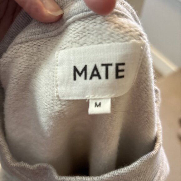 MATE the Label Organic Fleece Shrunken Crew Neck Sweatshirt Heather Grey Medium - Picture 8 of 9